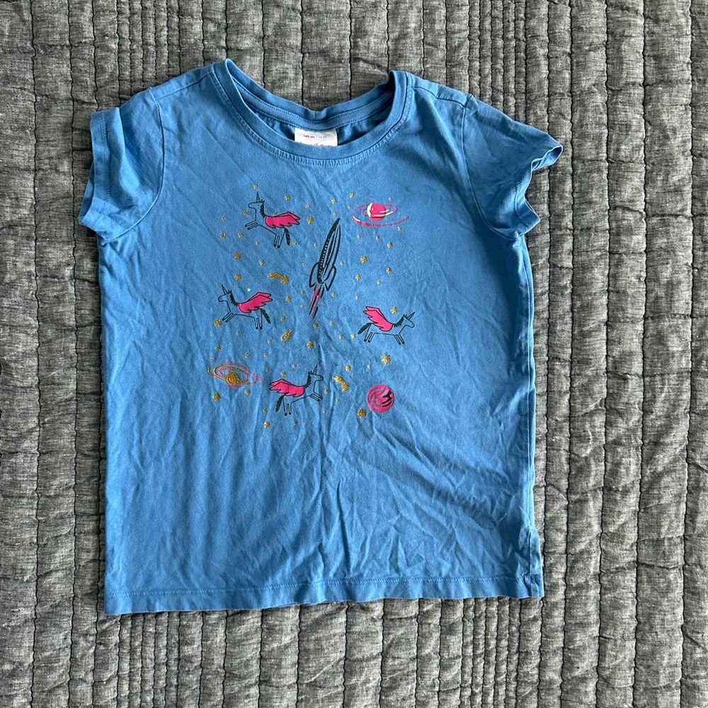 Hanna Andersson Blue Tee with Unicorn and Planet 10